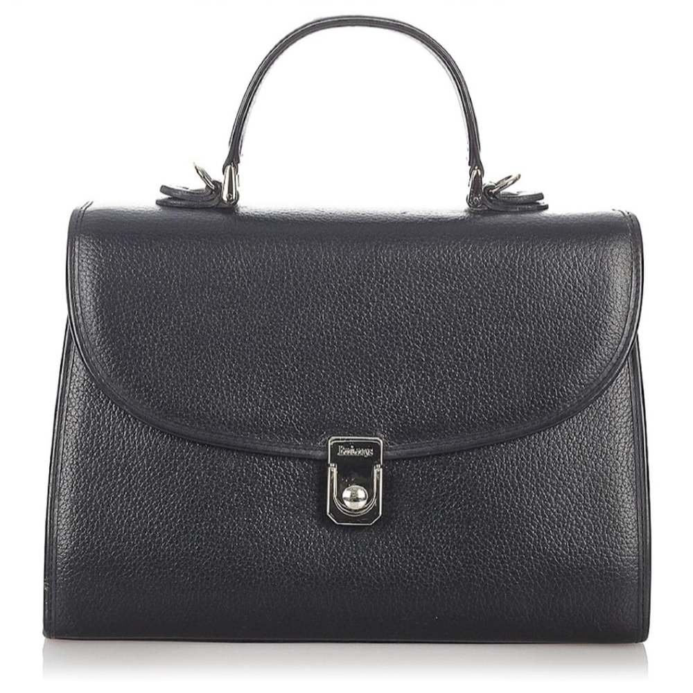 Burberrys black leather handbag